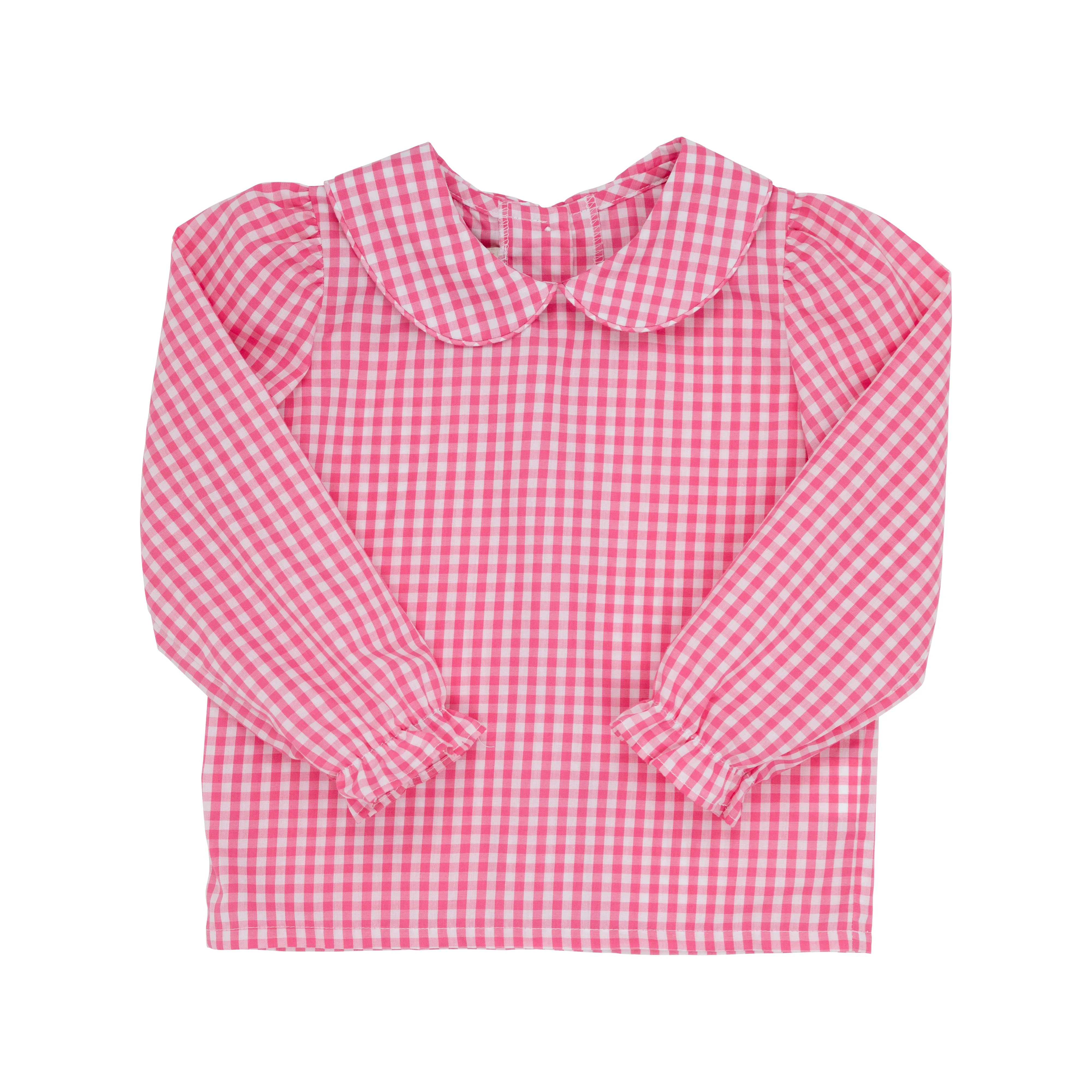 Maude's Peter Pan Collar Shirt & Onesie (Long Sleeve Woven) - Hamptons Hot Pink Gingham