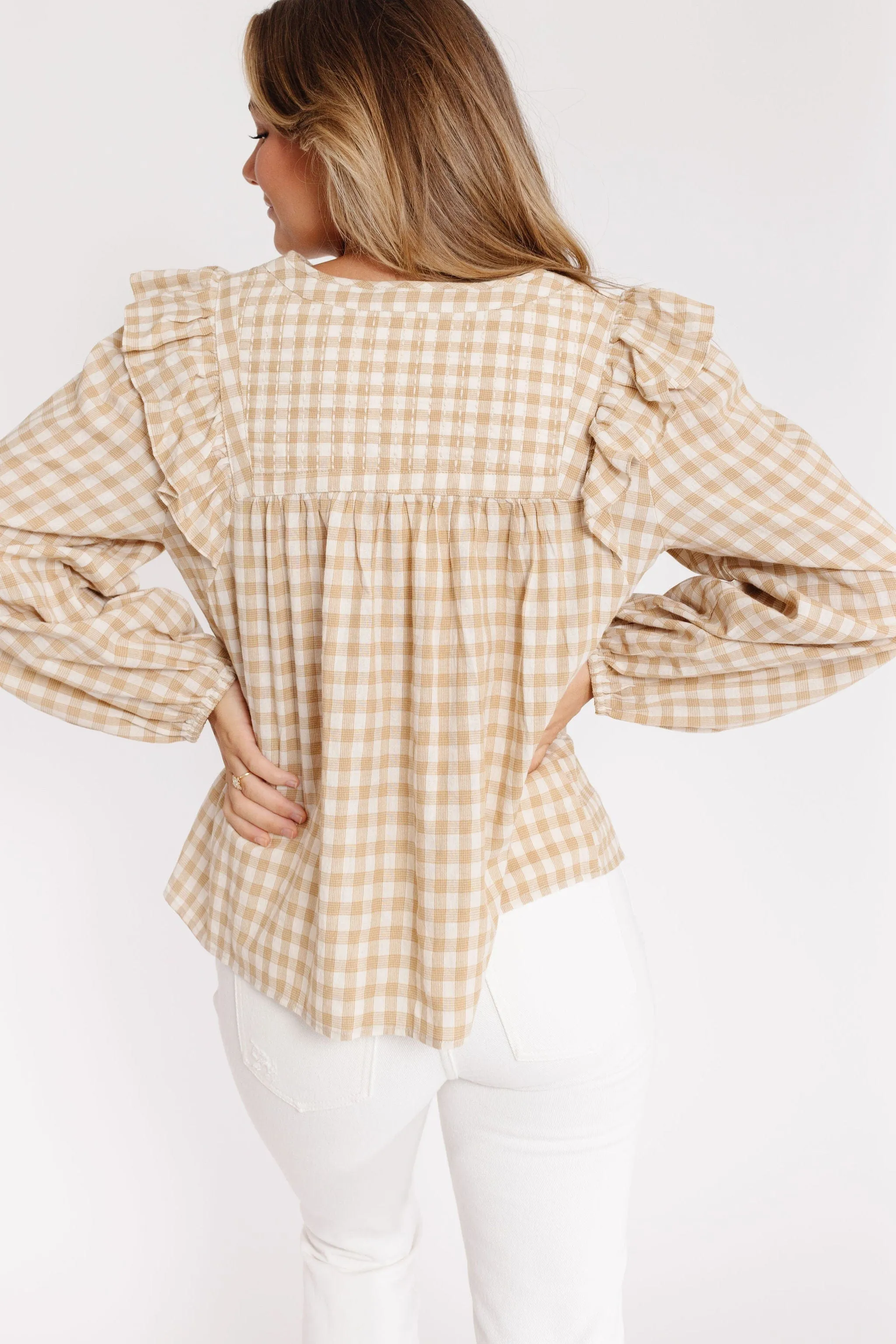 Melodie Gingham Blouse in Dijon