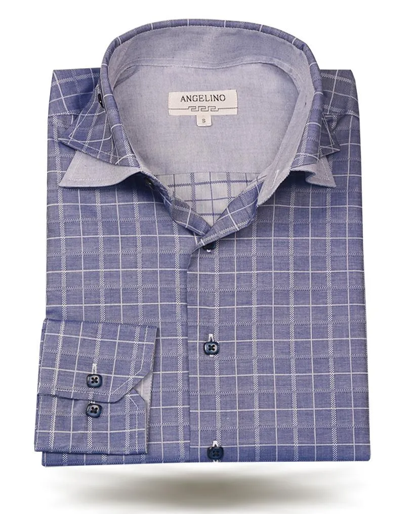 Men's Cotton Shirt - Double Collar Navy