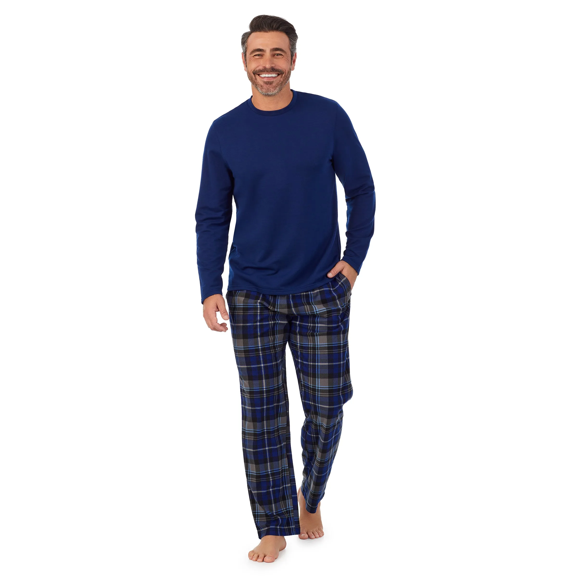 Mens Cozy Lodge Long Sleeve Crew and Pajama Pant 2-pc Set