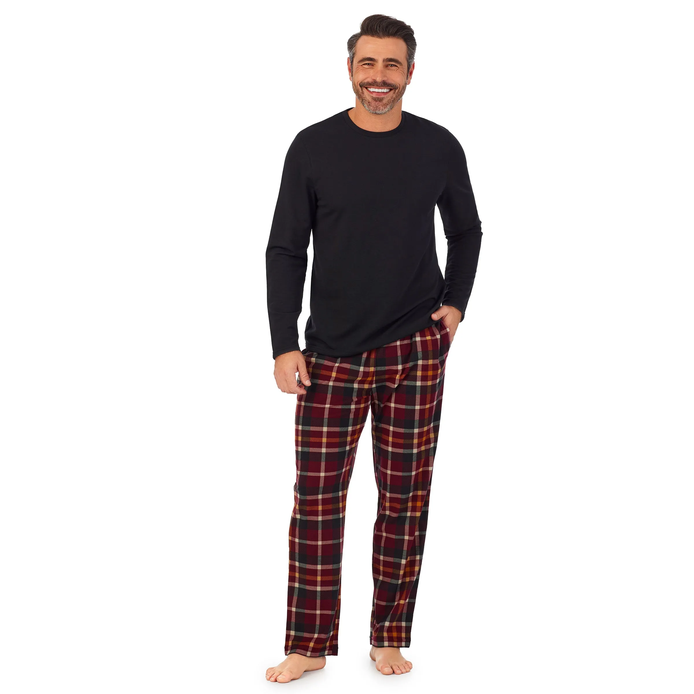 Mens Cozy Lodge Long Sleeve Crew and Pajama Pant 2-pc Set