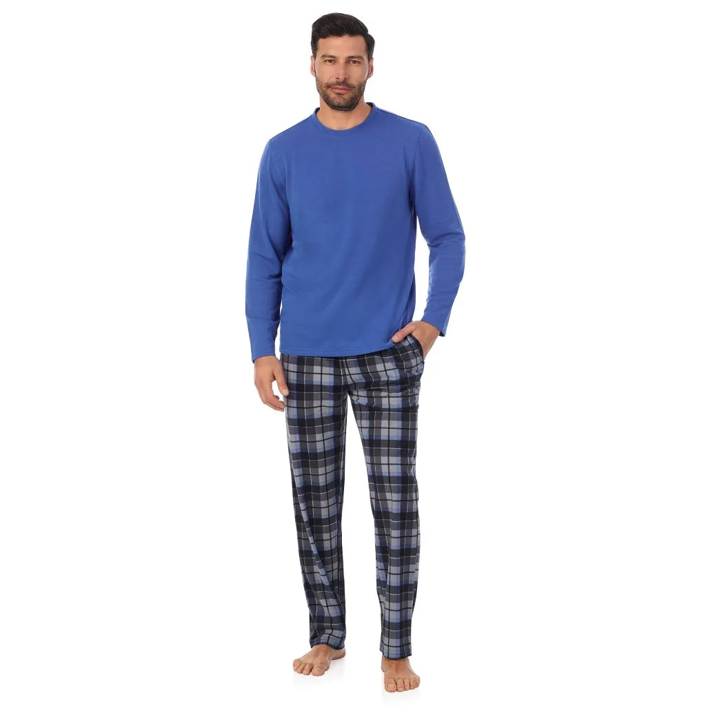 Mens Cozy Lodge Long Sleeve Crew and Pajama Pant 2-pc Set