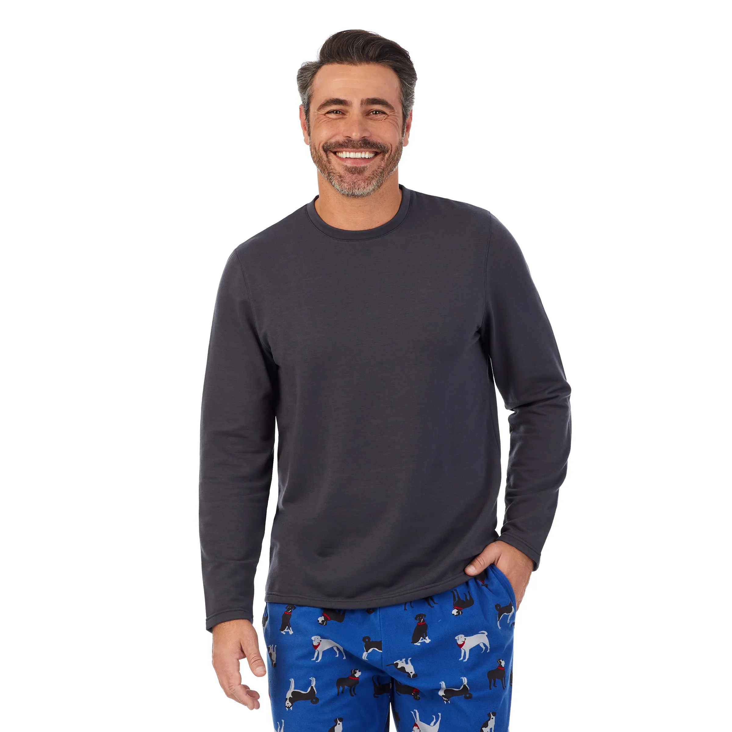 Mens Cozy Lodge Long Sleeve Crew and Pajama Pant 2-pc Set