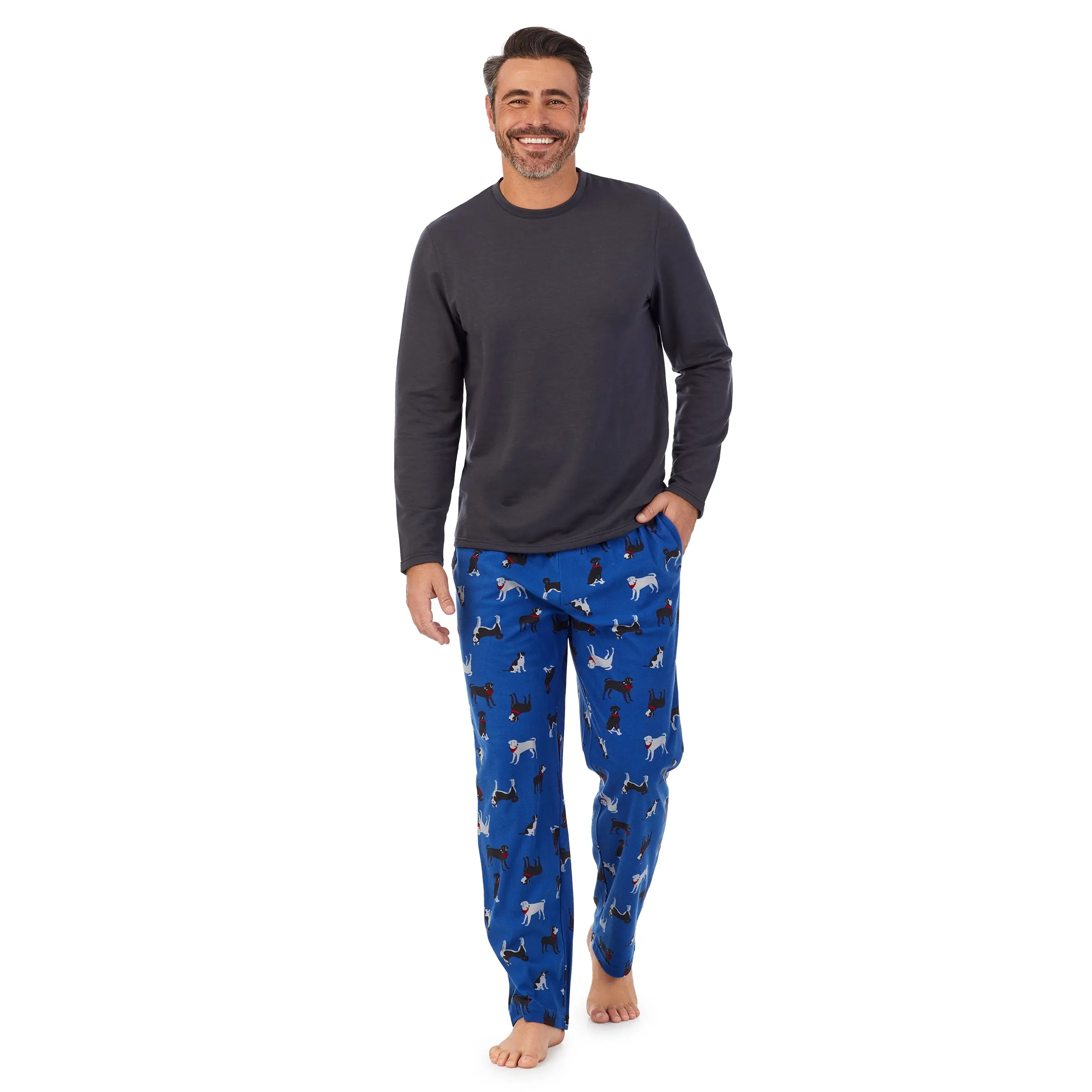 Mens Cozy Lodge Long Sleeve Crew and Pajama Pant 2-pc Set