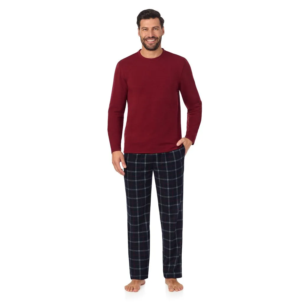 Mens Cozy Lodge Long Sleeve Crew and Pajama Pant 2-pc Set