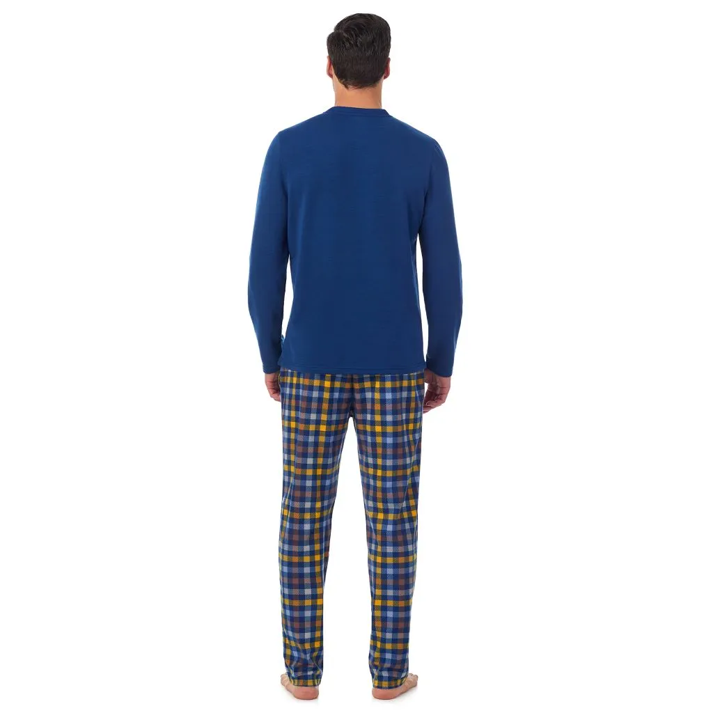 Mens Cozy Lodge Long Sleeve Crew and Pajama Pant 2-pc Set