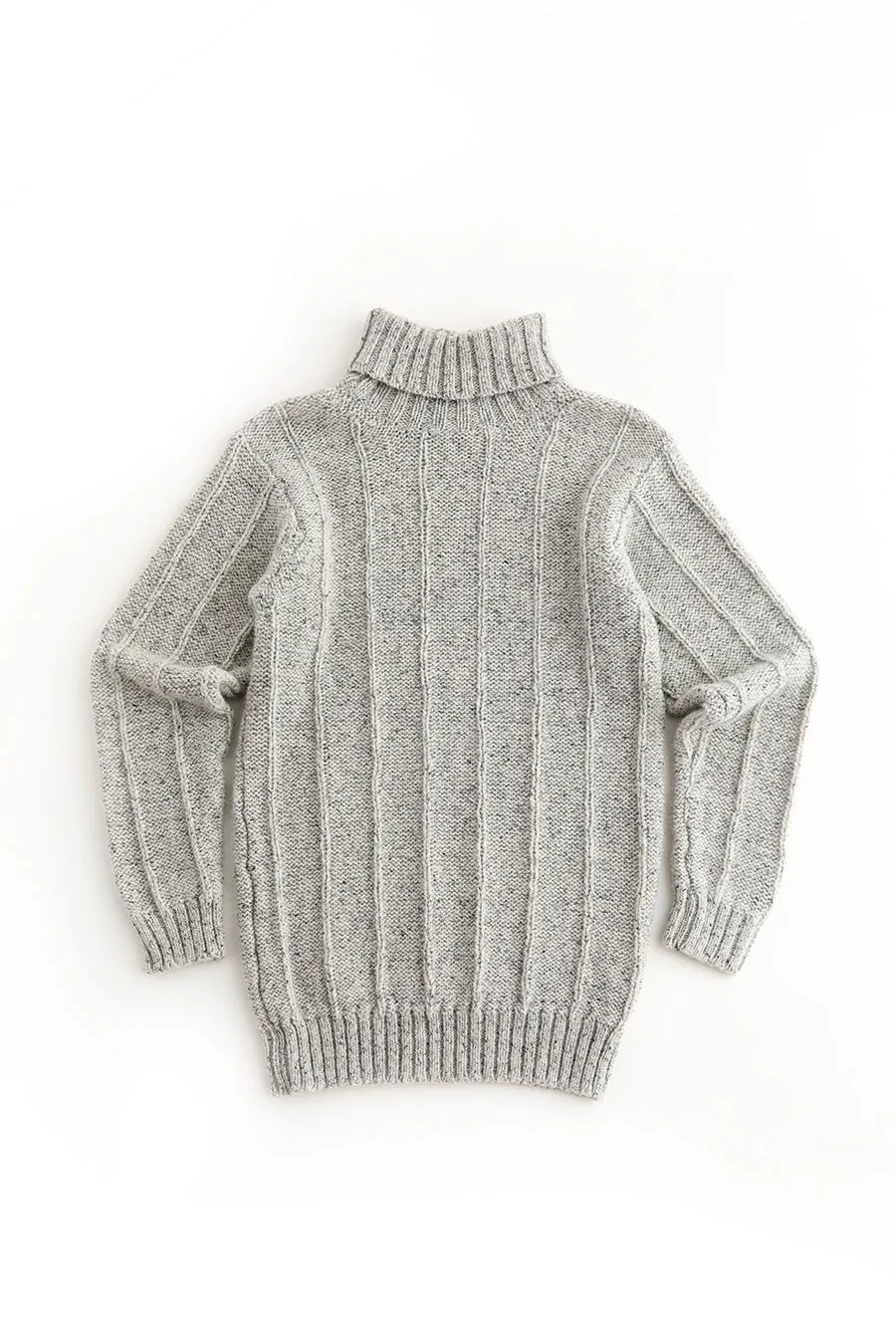 Mens Needle Rib Polo Neck Jumper  - Limestone