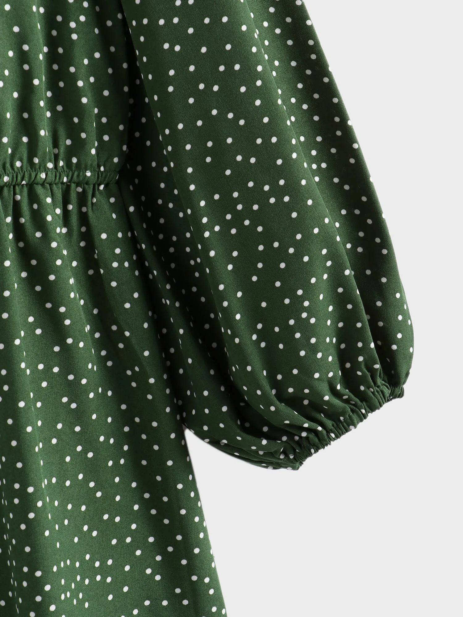 Midsize Polka Dot Ruffle Hem Grassiness Dress