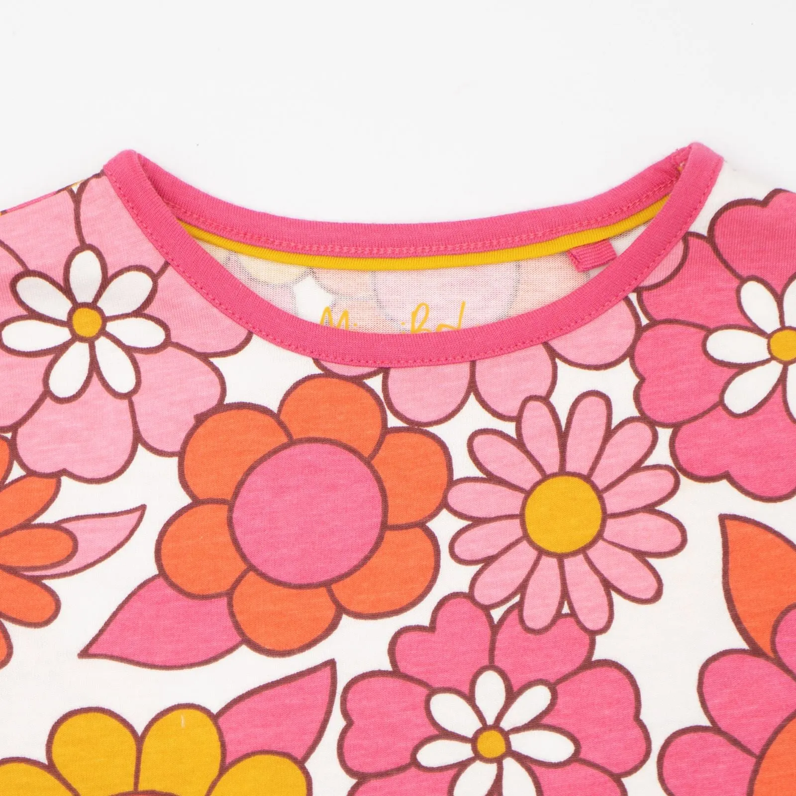 Mini Boden Girls Pink Floral Cotton Jersey Short Sleeve Pockets Dresses