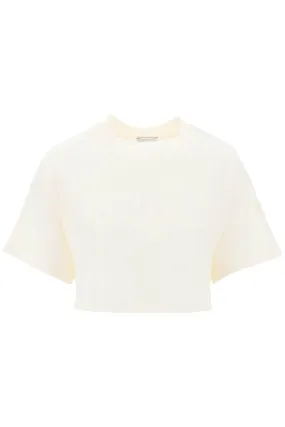 MONCLER cropped t-shirt with sequin logo