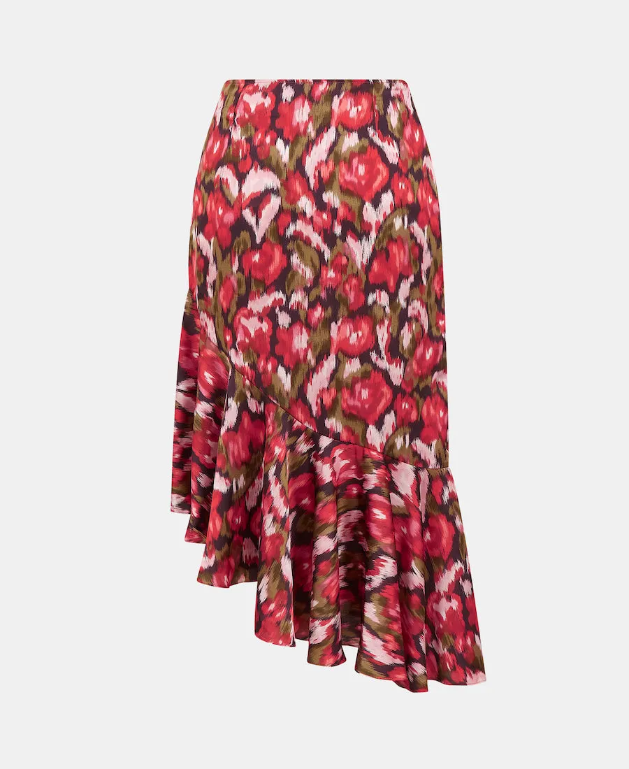 Multicoloured Tiered Hem Midi Skirt