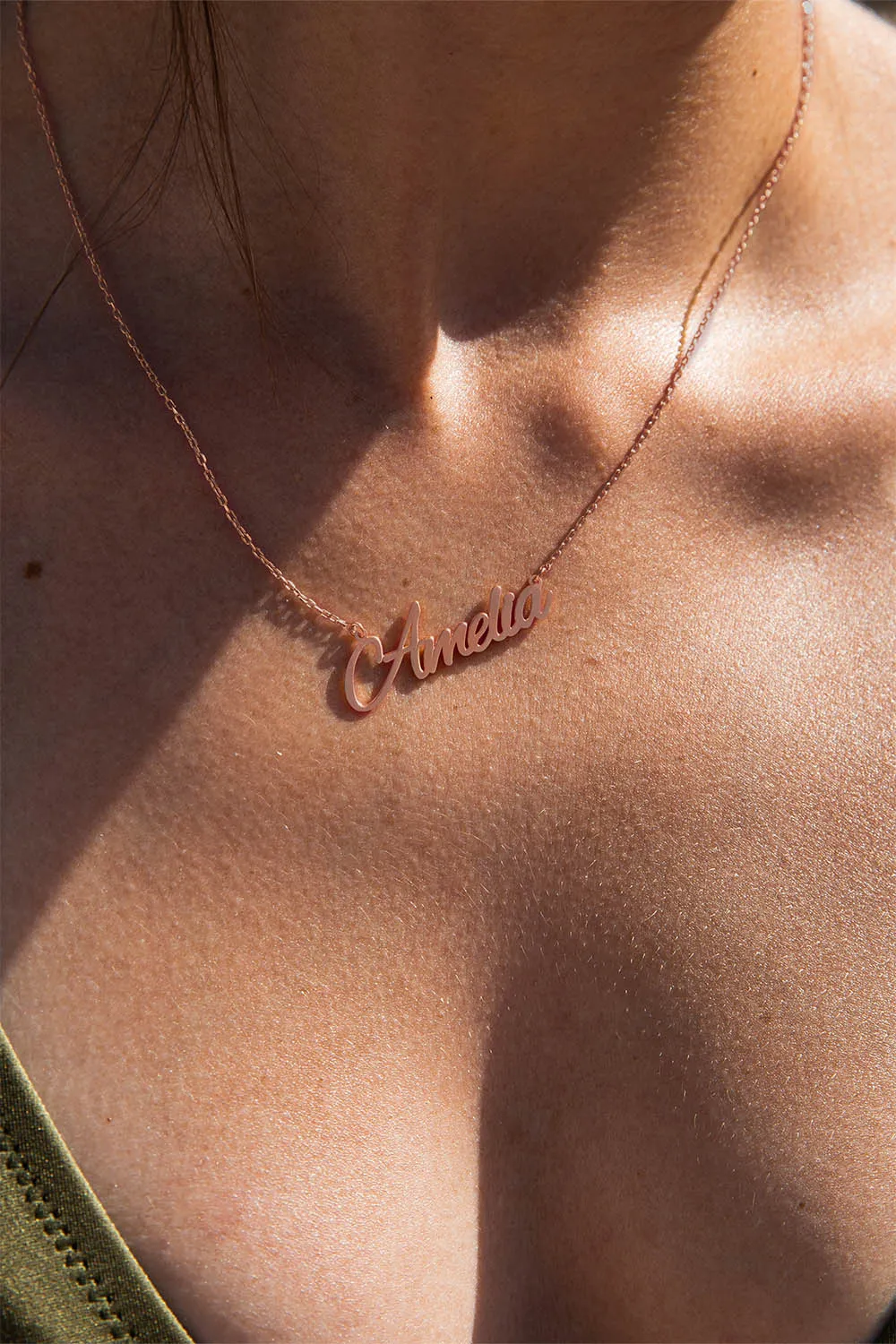 Name Necklace Script Rosegold