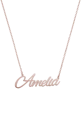 Name Necklace Script Rosegold