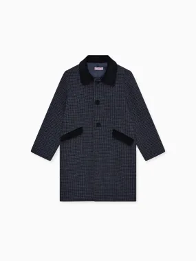 Navy Check Nardo Wool Boy Coat