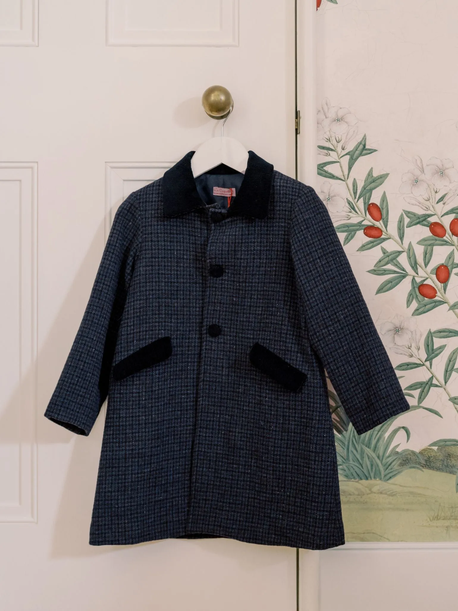 Navy Check Nardo Wool Boy Coat