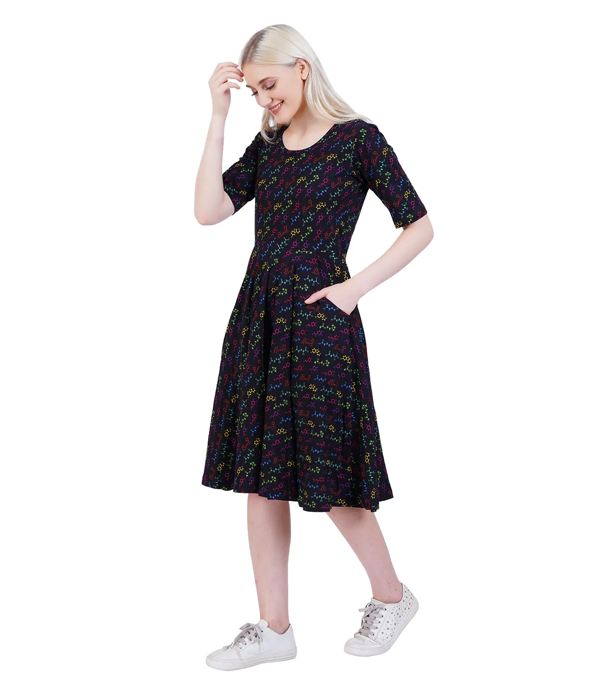 Neurotransmitters Elbow Sleeves Twirl Dress