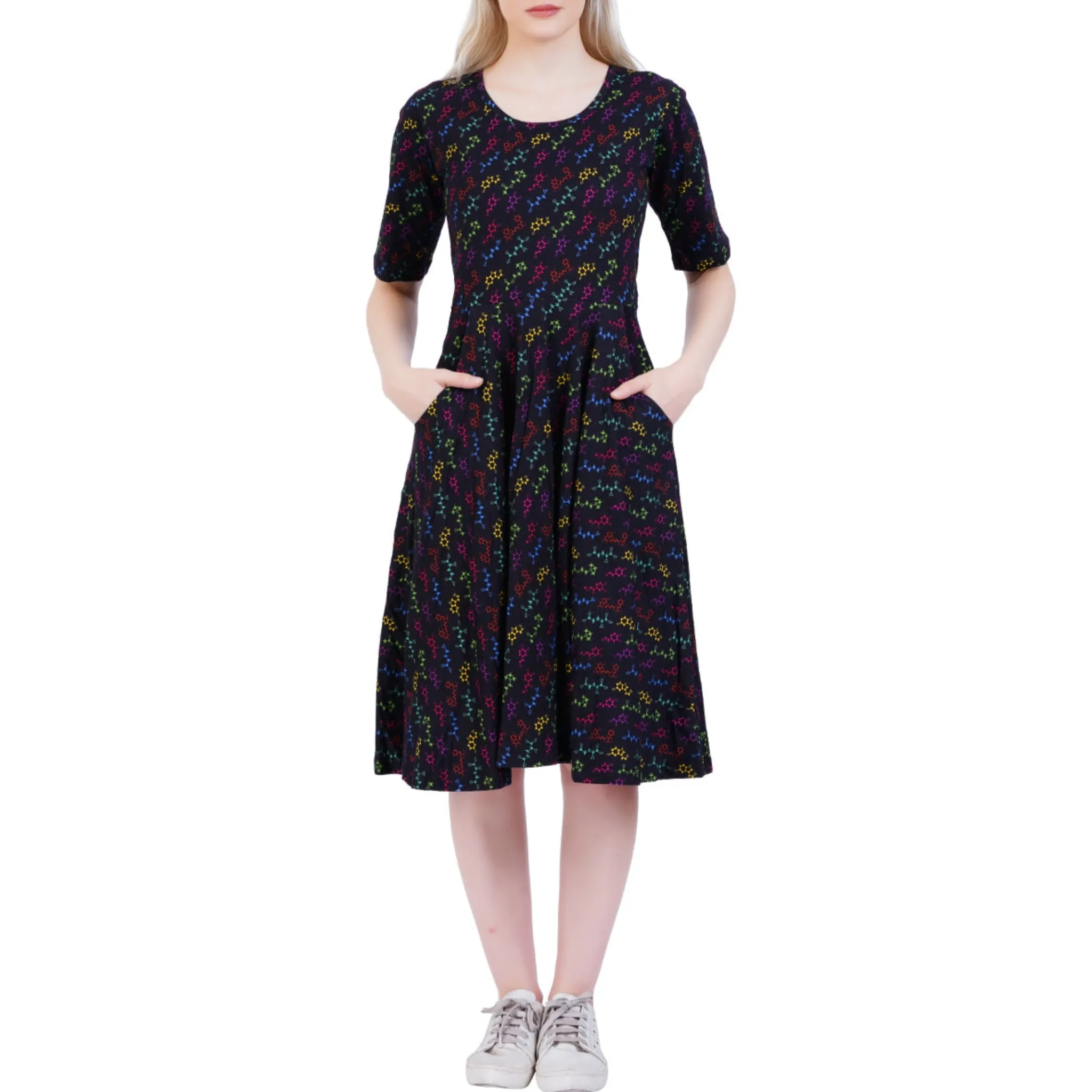 Neurotransmitters Elbow Sleeves Twirl Dress