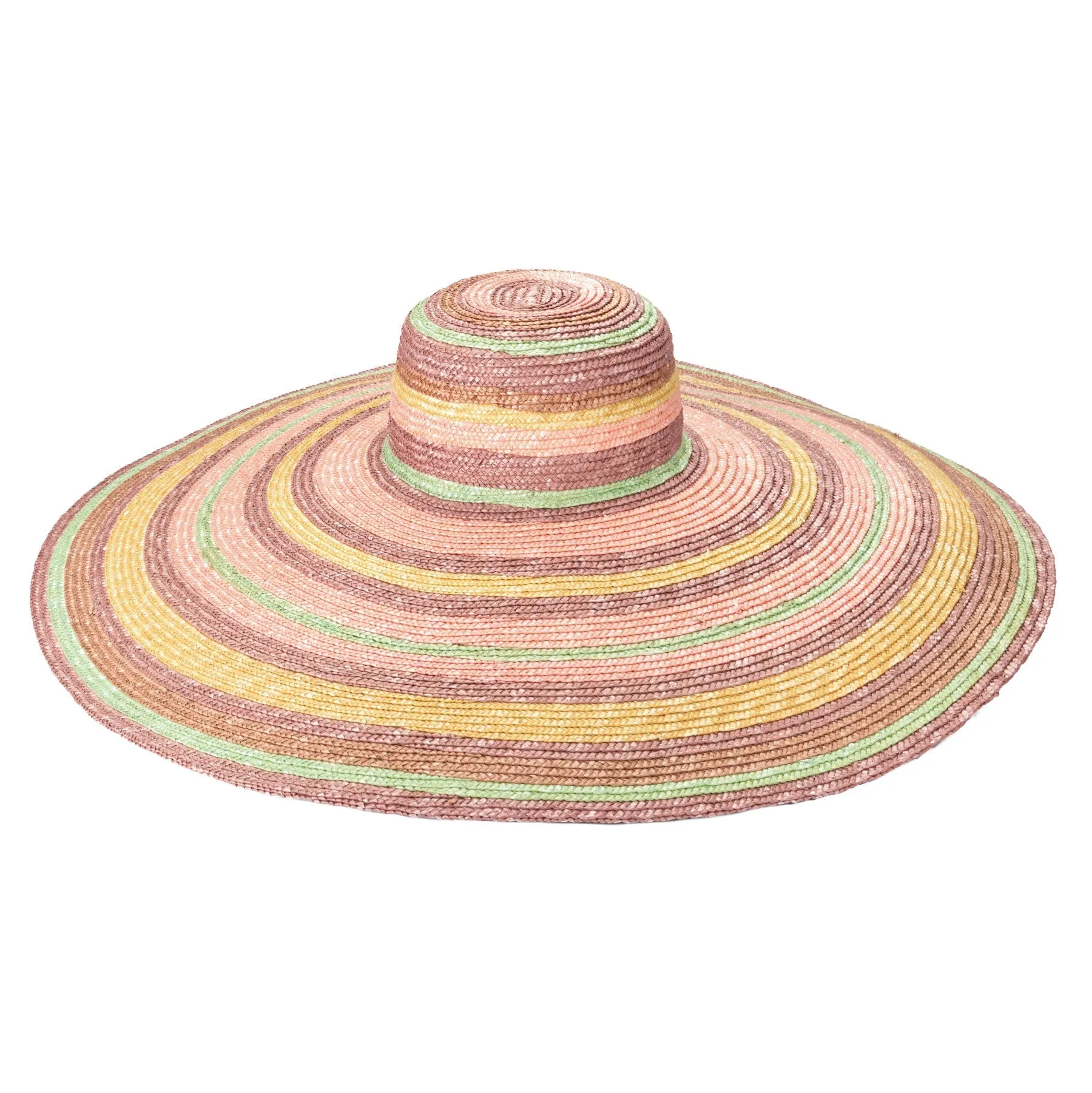 On Multi Holiday - Wheat Straw Stripe Wide Brim Sun Hat