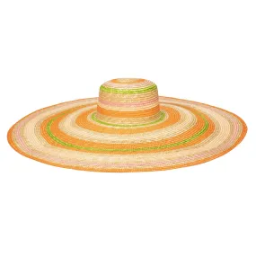 On Multi Holiday - Wheat Straw Stripe Wide Brim Sun Hat