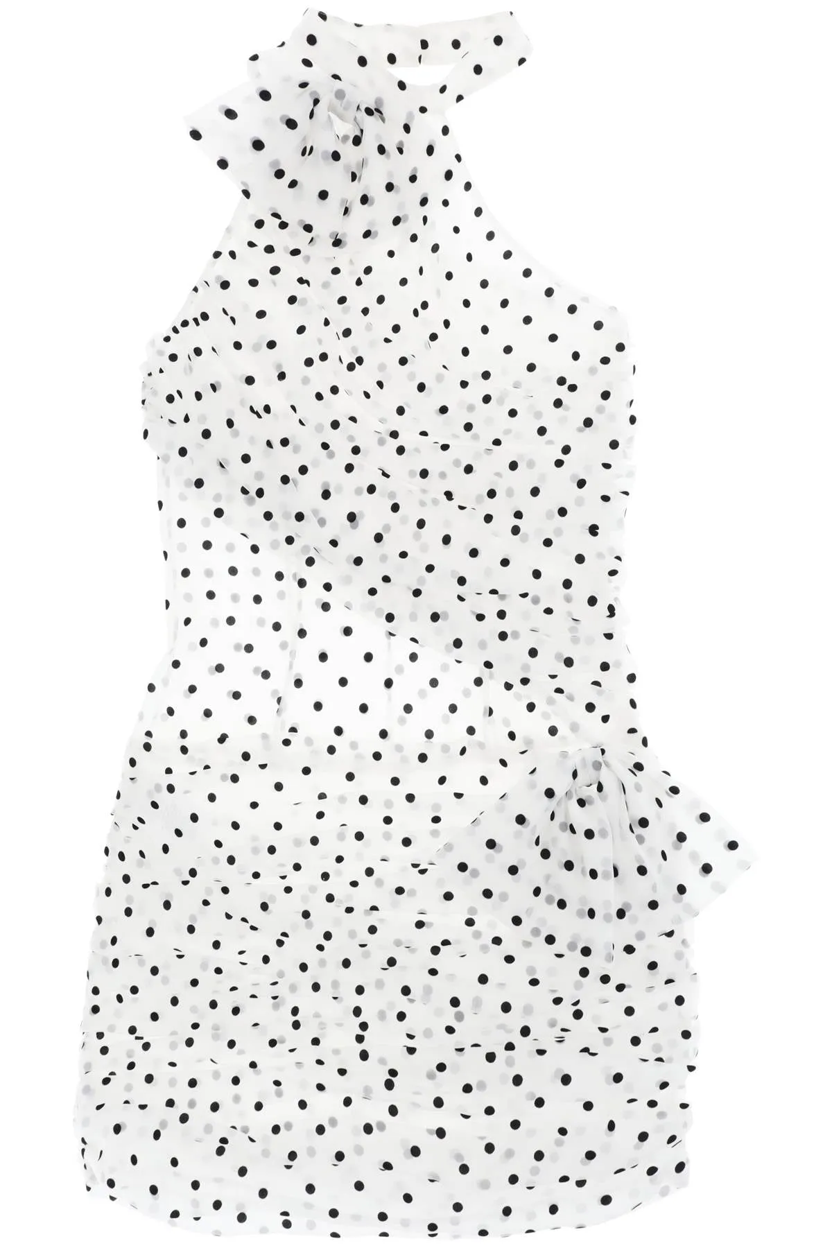 ONE-SHOULDER MINI DRESS IN POLKA