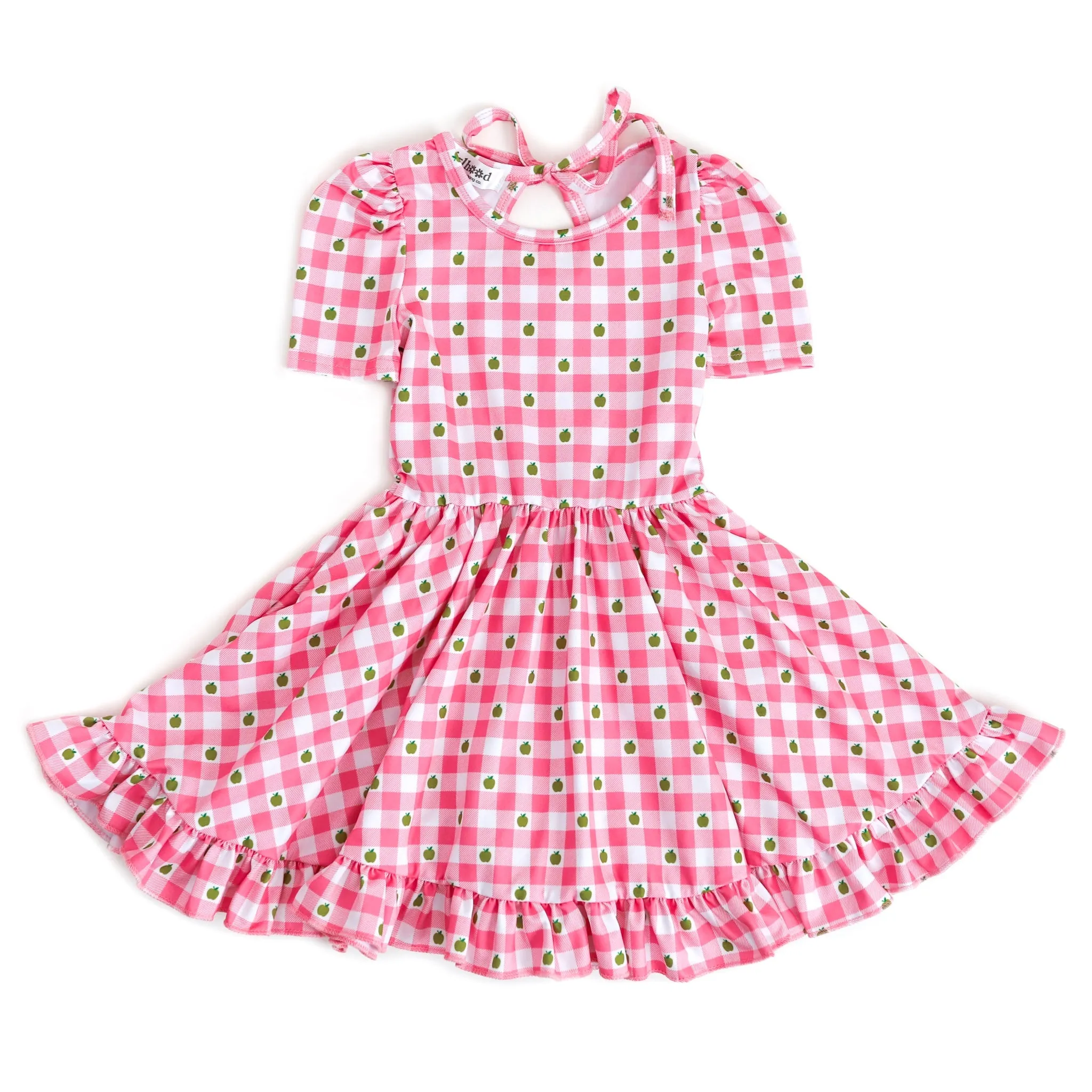 Pink Apple Gingham Twirl Dress