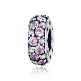 Pink Sparkle Spacer Charm 925 Sterling Silver