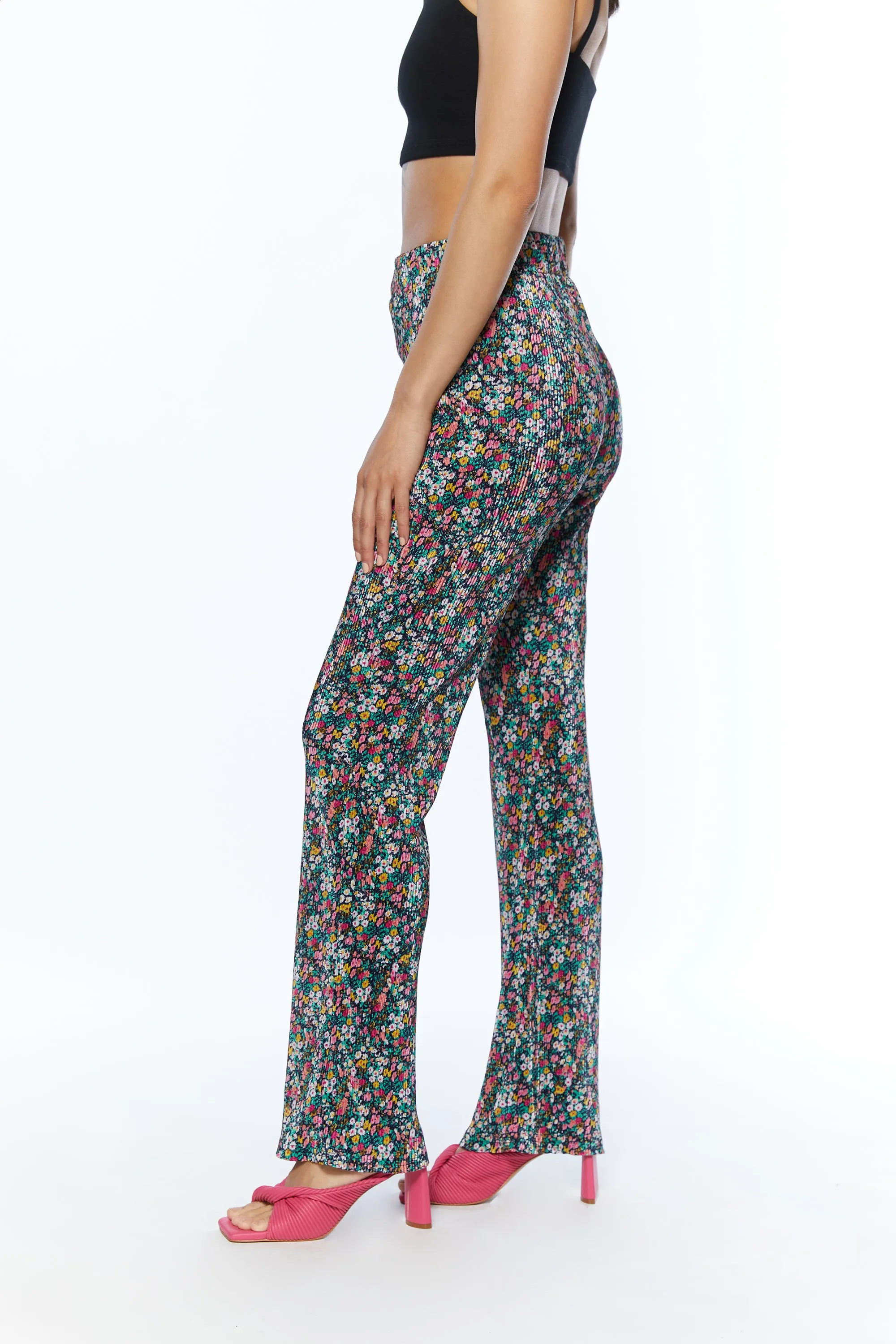 PLEATED FLORAL PANT