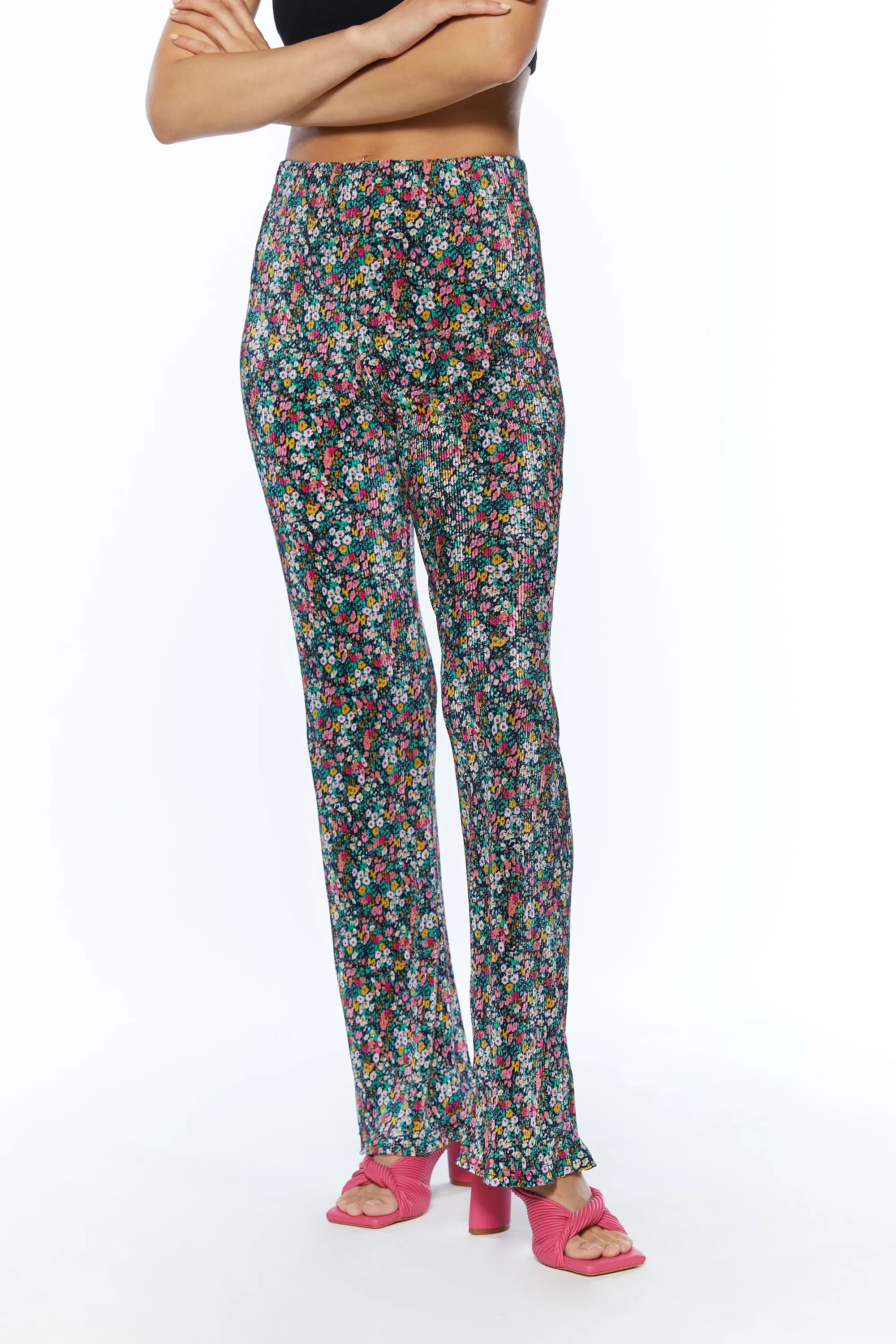 PLEATED FLORAL PANT