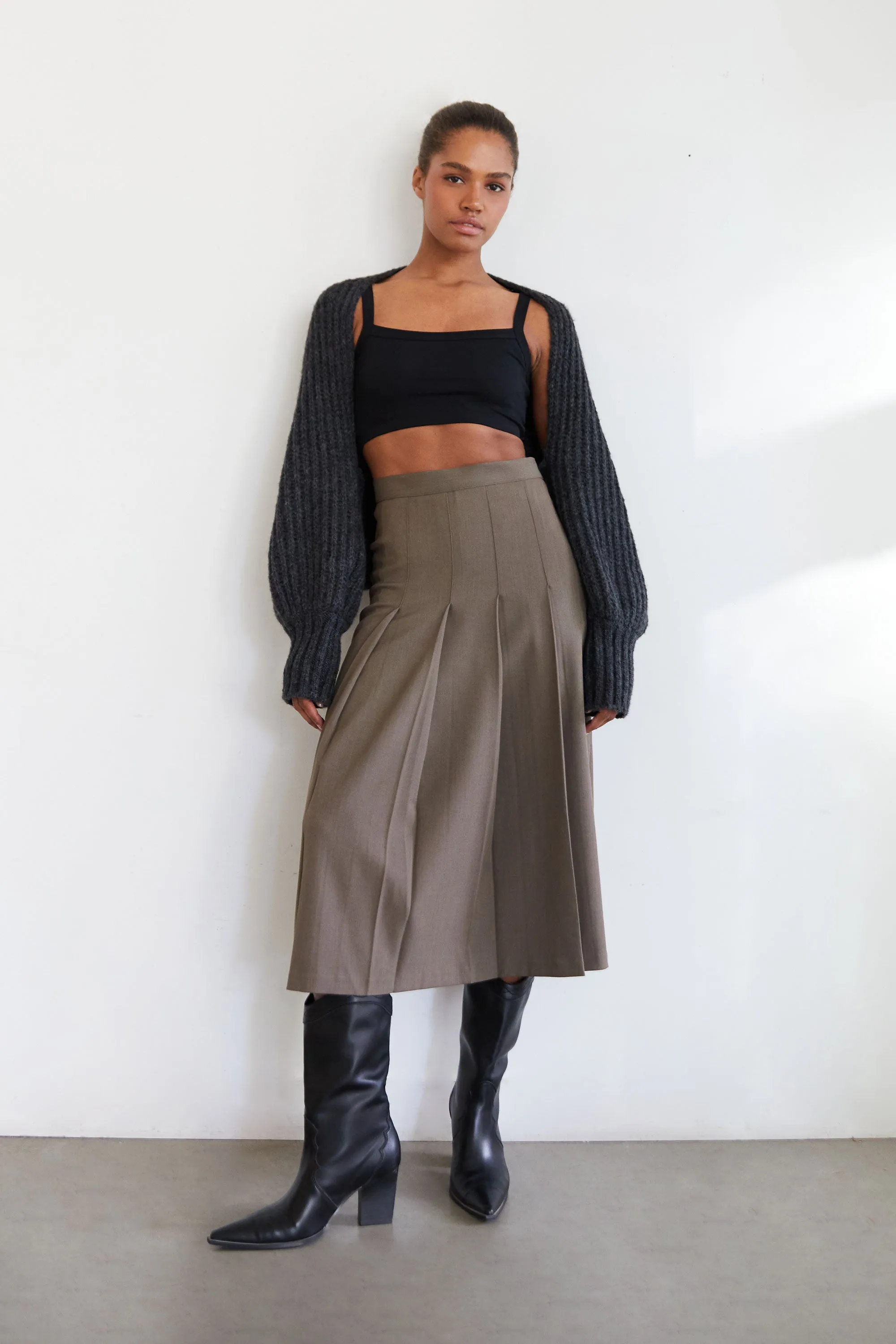 PLEATED MIDI SKIRT