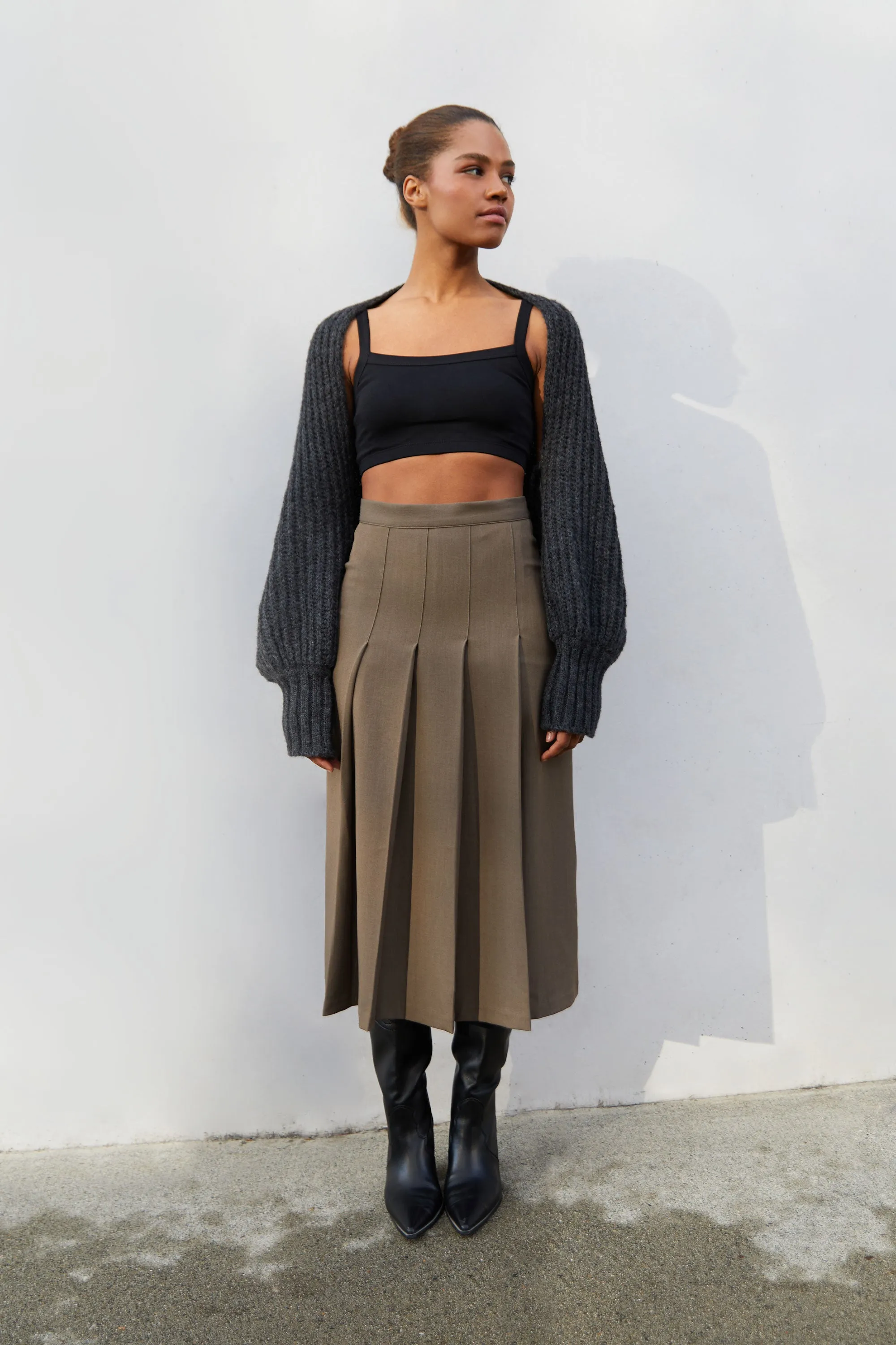 PLEATED MIDI SKIRT