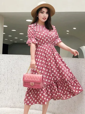 Plus size Polka Dots Chiffon Dress