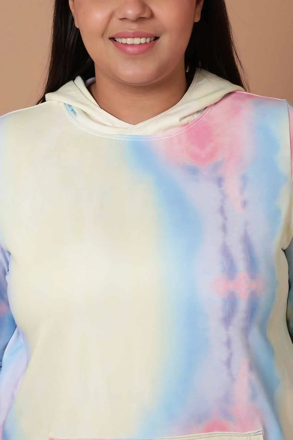 Plus Size Tie Dye Printed Sweatshirt Hoodie Winter Dress