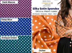 Premium Stretch Silky Satin Digital  Print Fabric - Polka Dots #18