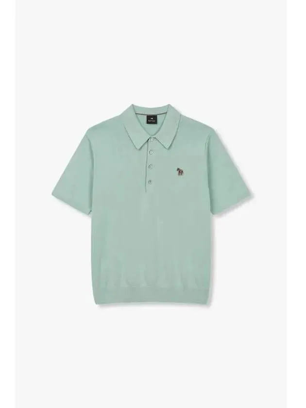 PS zebra patch polo knit light green