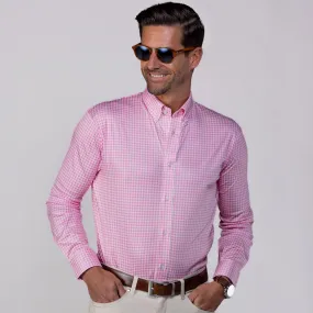 Quattro Flex Dress Shirt with Button Down Collar Pink Gingham