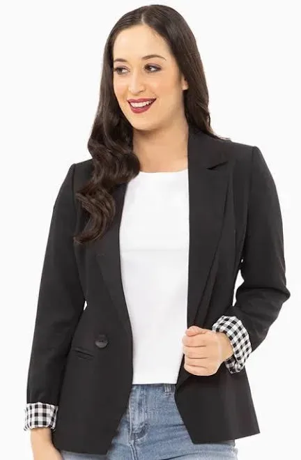 SEEKING LOLA GEORGIE BLAZER -BLACK/WHTE CHECK