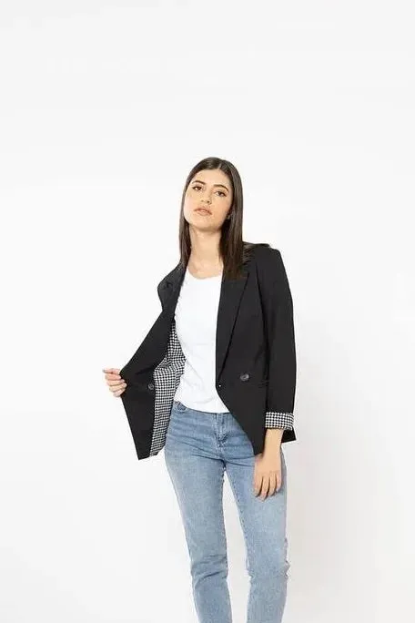 SEEKING LOLA GEORGIE BLAZER -BLACK/WHTE CHECK