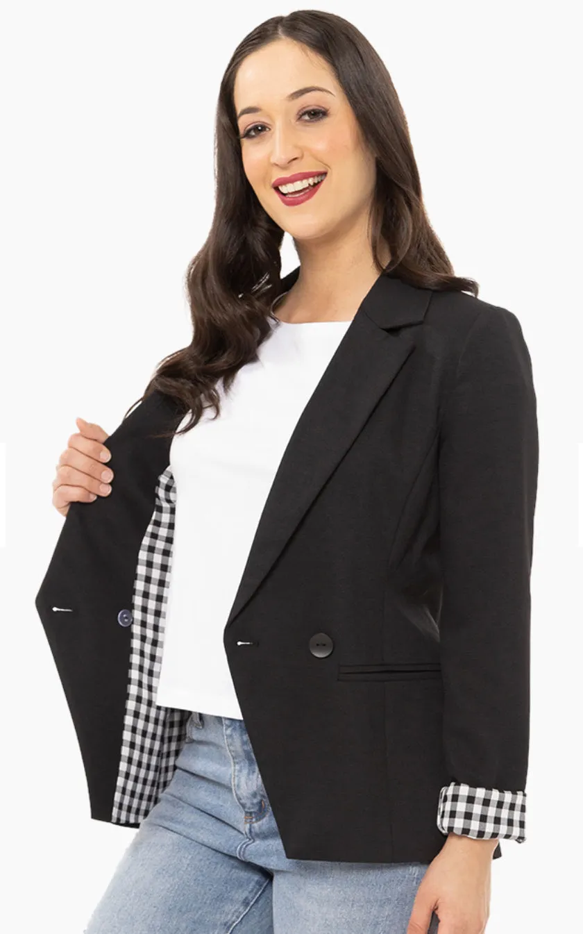 SEEKING LOLA GEORGIE BLAZER -BLACK/WHTE CHECK