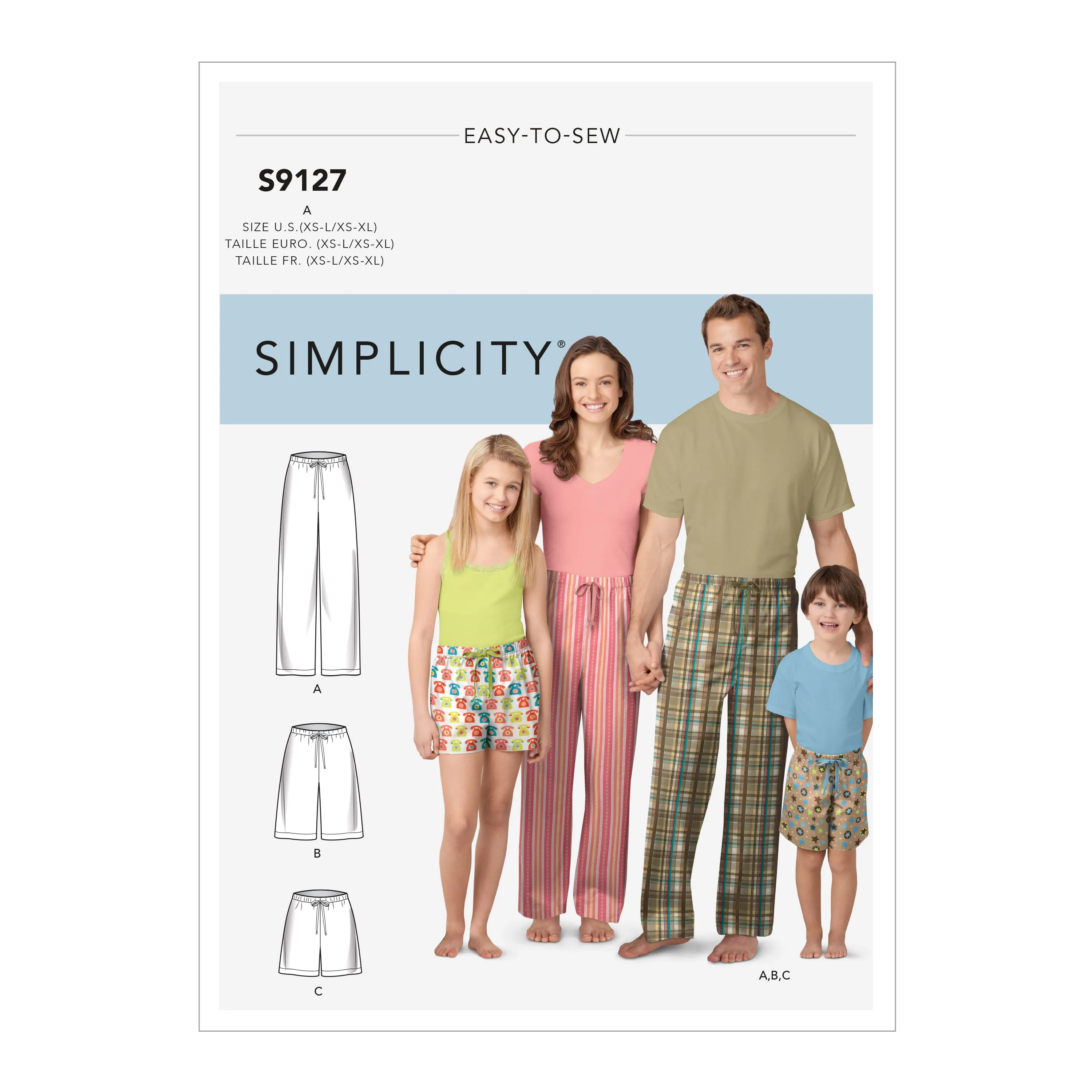 Simplicity Sewing Pattern S9127 Unisex Sleepwear