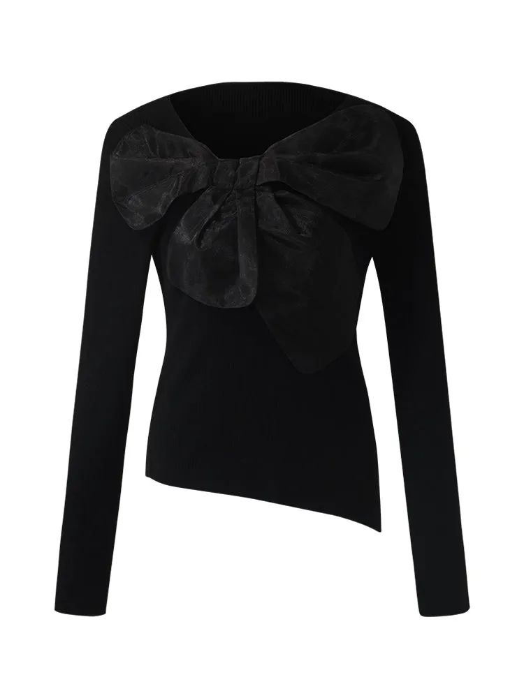 Slim-Fit Women Bowknot Sweater