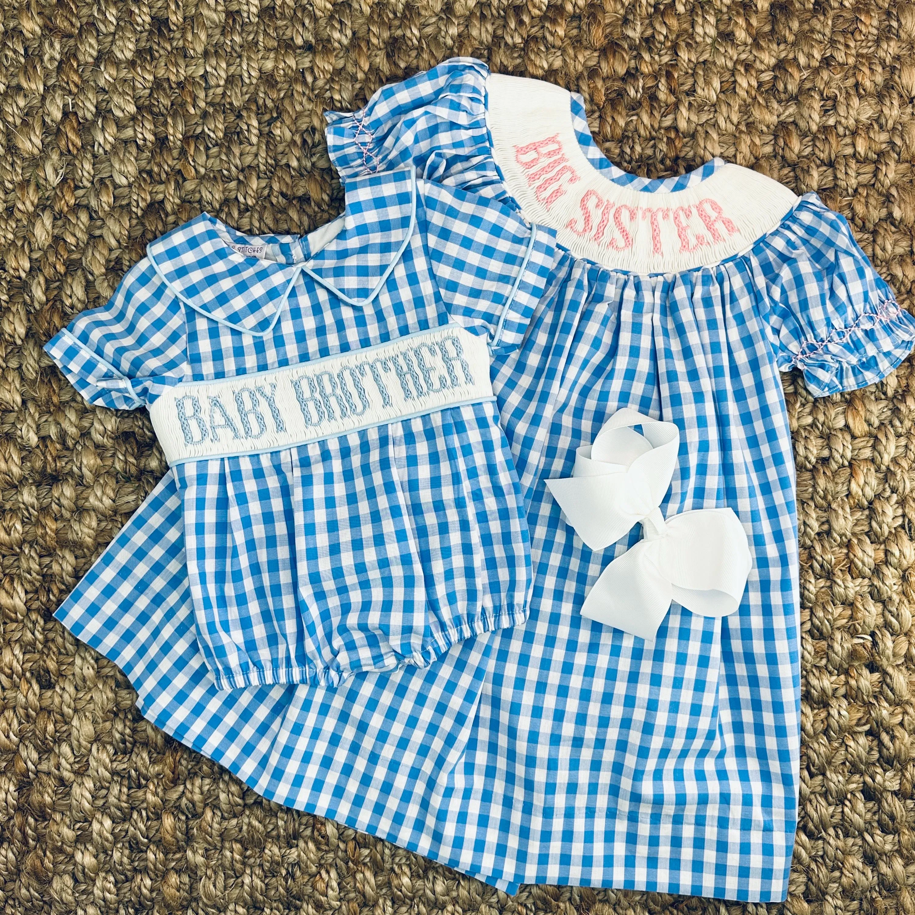 Smocked Big Sister Blue Gingham Dress