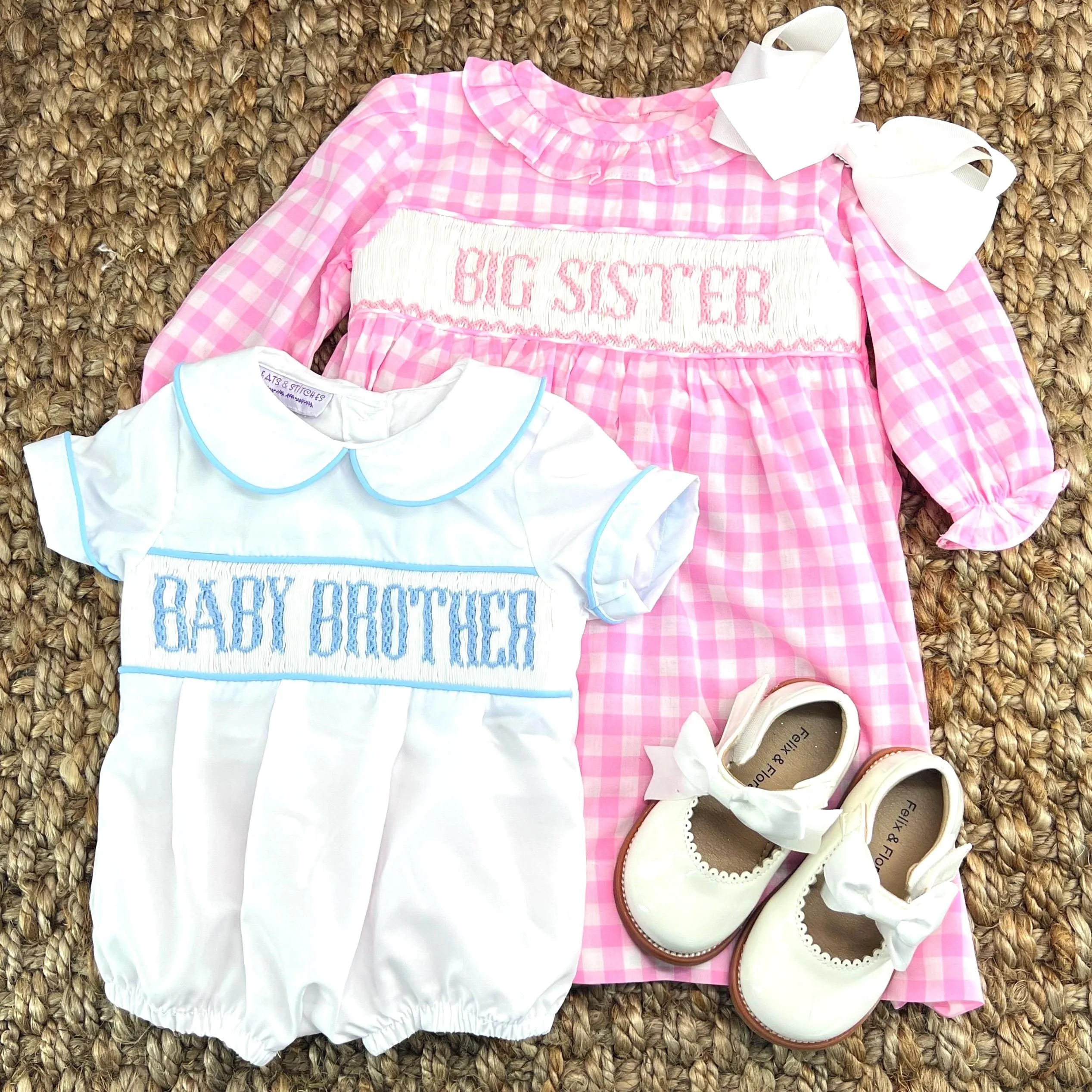 Smocked Big Sister Dress in Long Sleeve Gingham