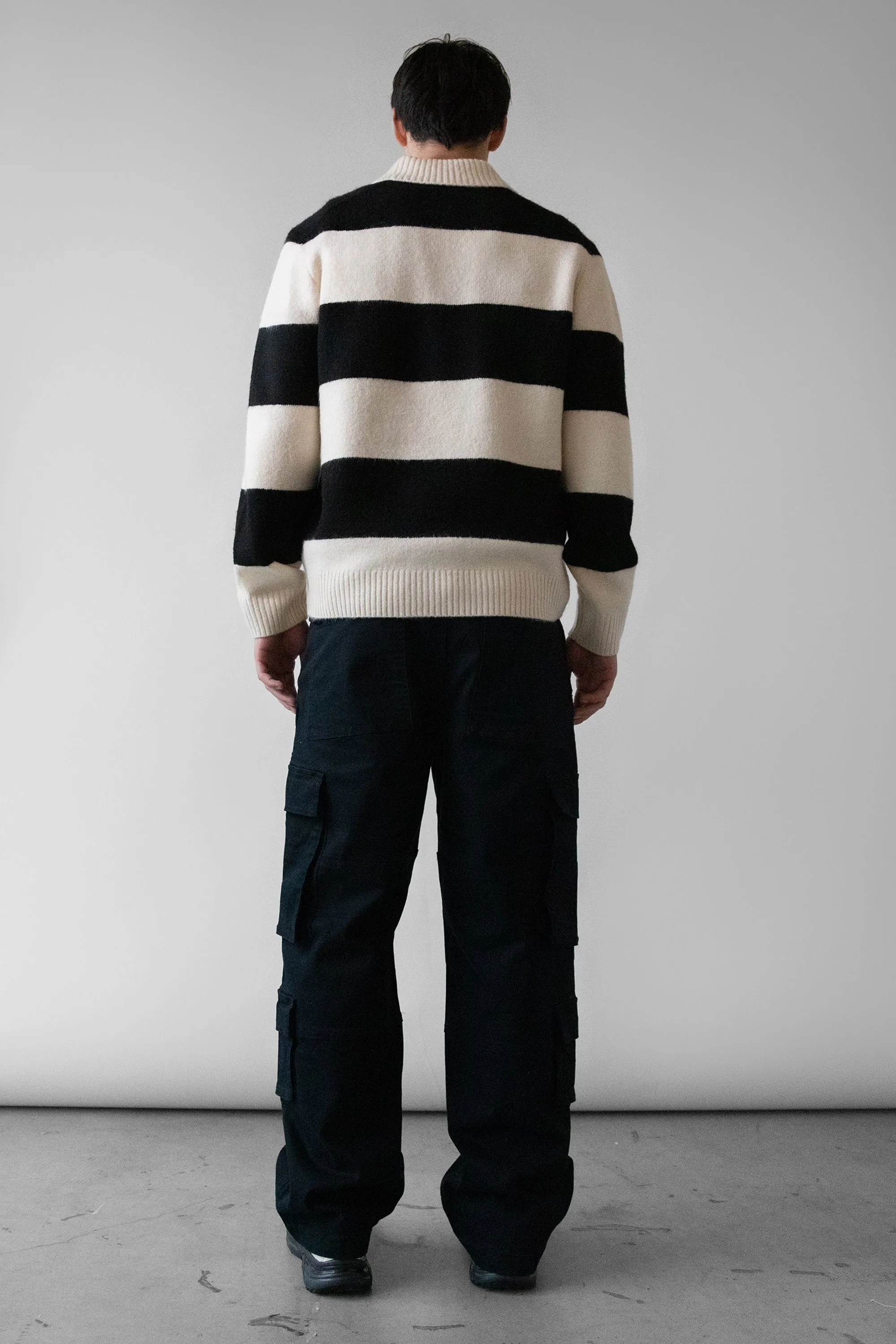 STRIPED RUGBY POLO SWEATER