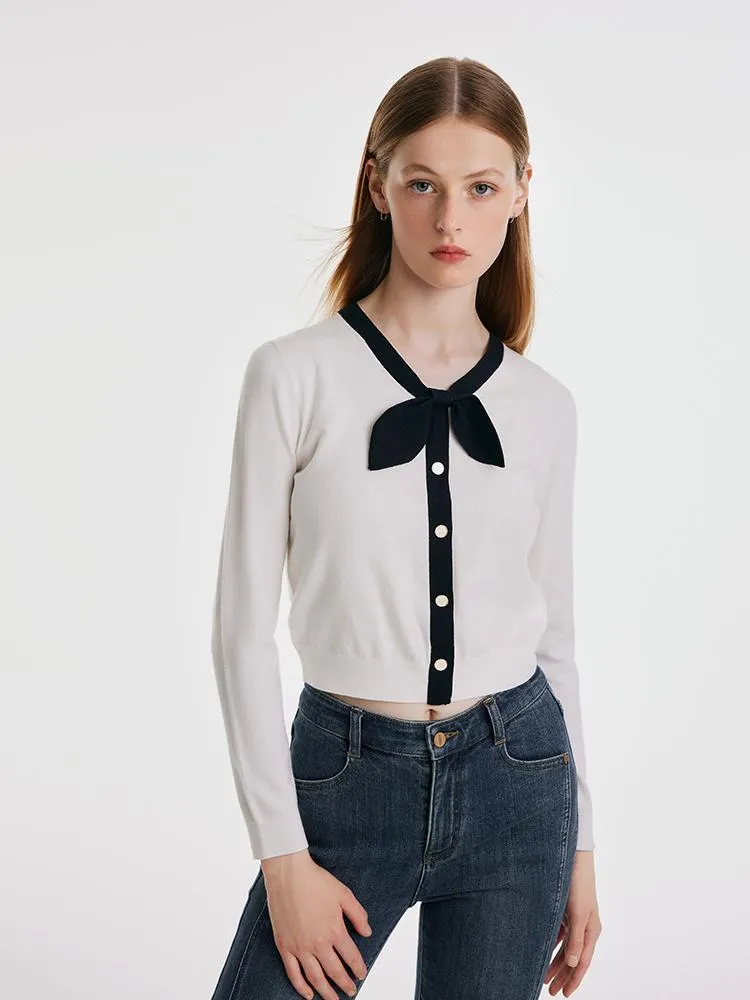 Tencel And Woolen Bowknot Women Sweater