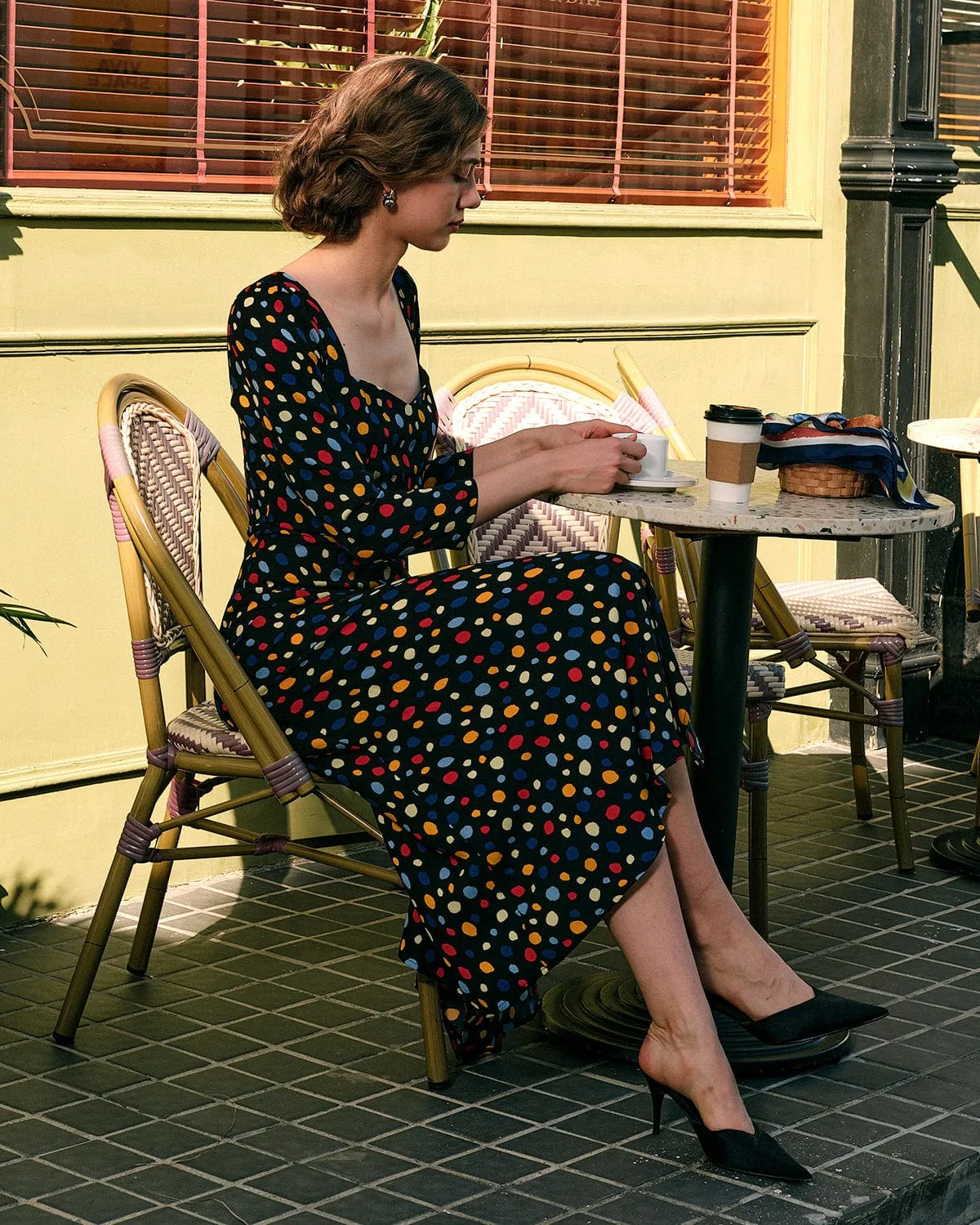 The Sweetheart Neck Polka Dot Maxi Dress