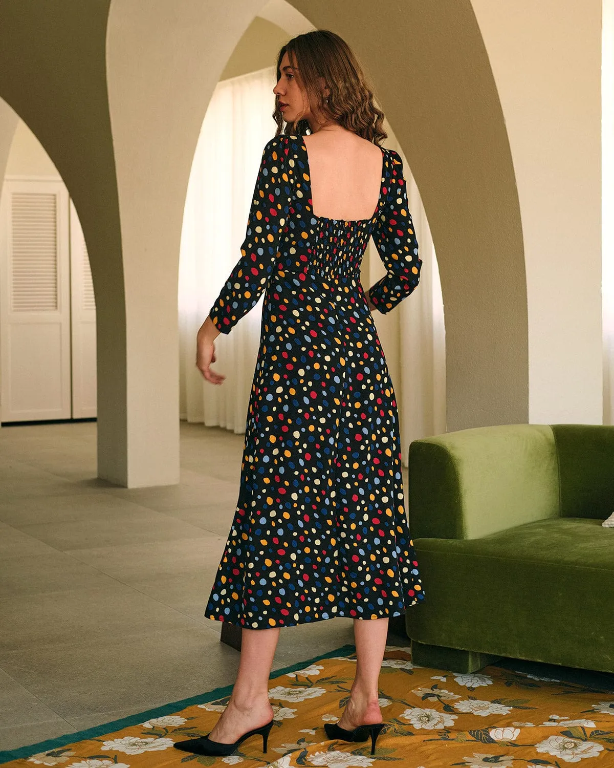 The Sweetheart Neck Polka Dot Maxi Dress