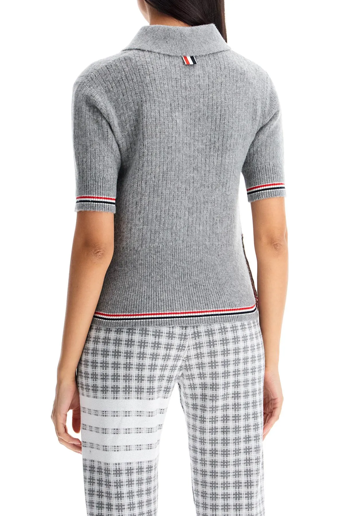 THOM BROWNE short-sleeved merino wool polo