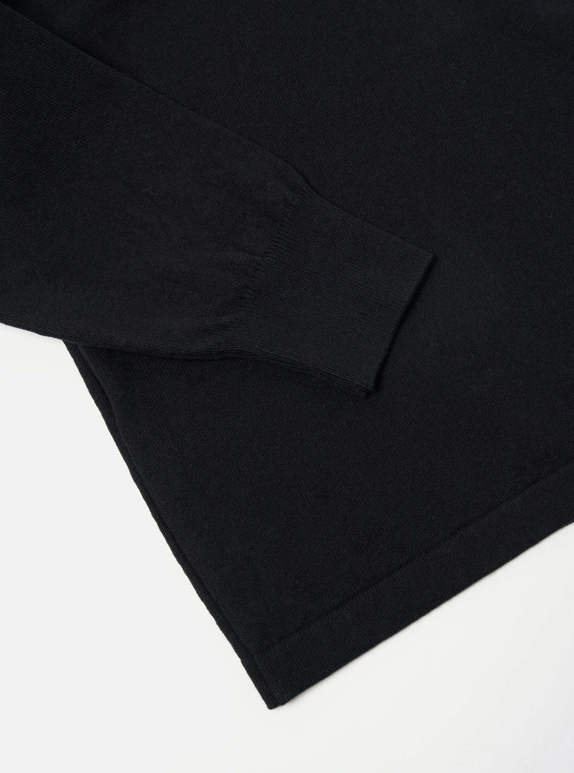 Universal Works L/S Pullover Knit Shirt in Black Eco Cotton