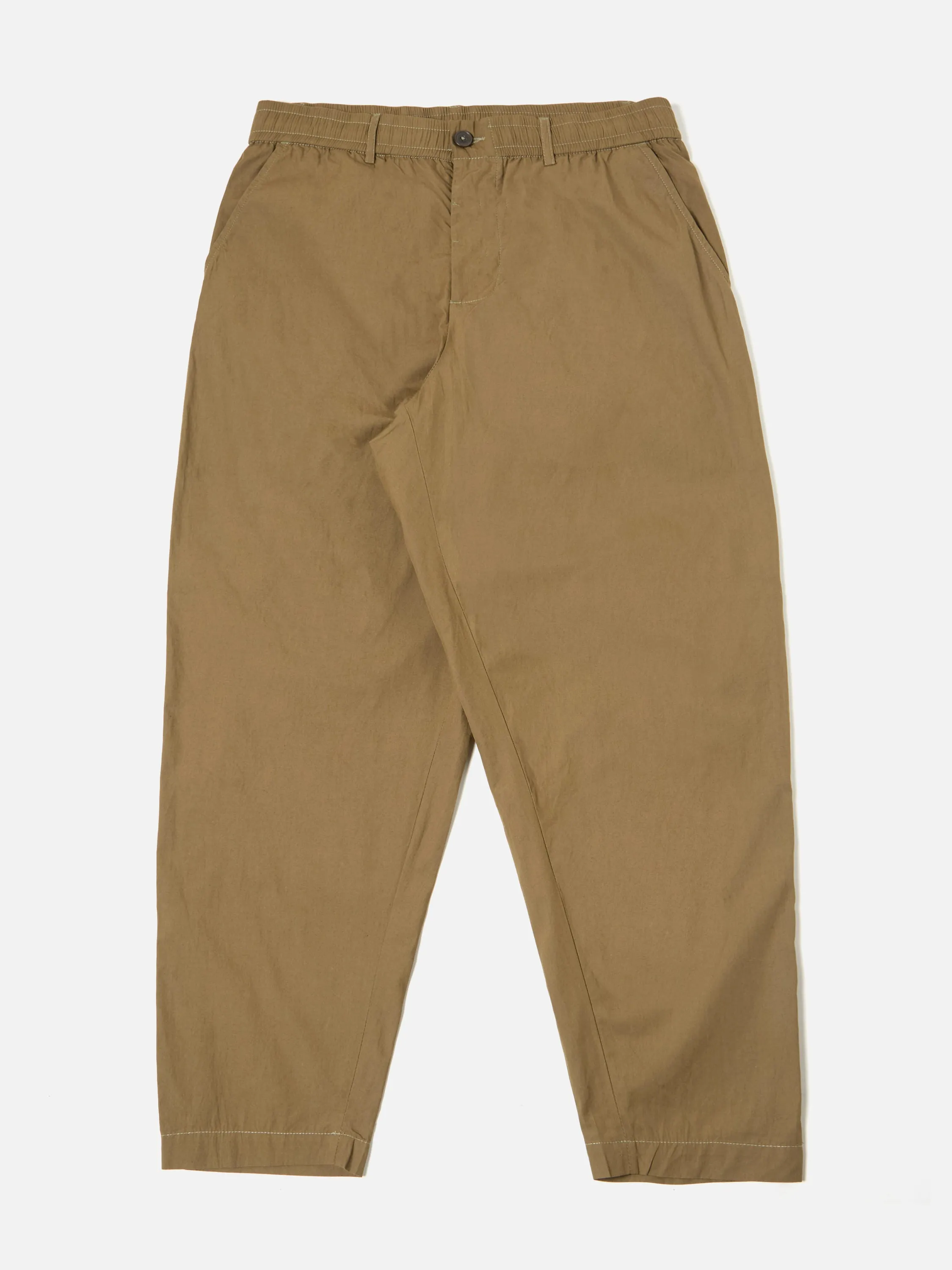 Universal Works Pleated Track Pant in Khaki Broad Cloth