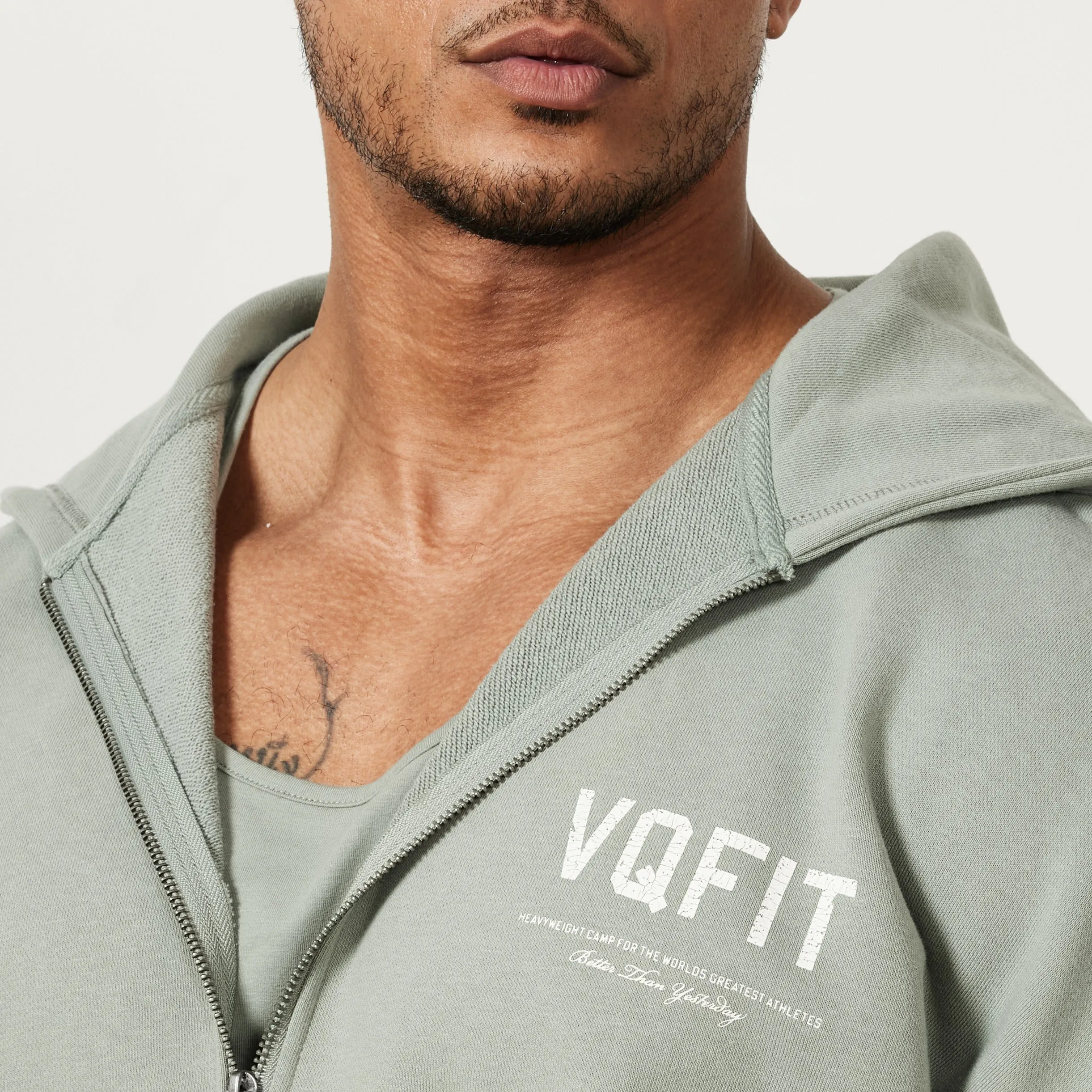 Vanquish VQFIT Distressed Print Desert Sage Full Zip Oversized Hoodie